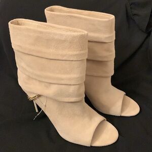 Guess leather suede high heel open toe booties 9.5 NWOT